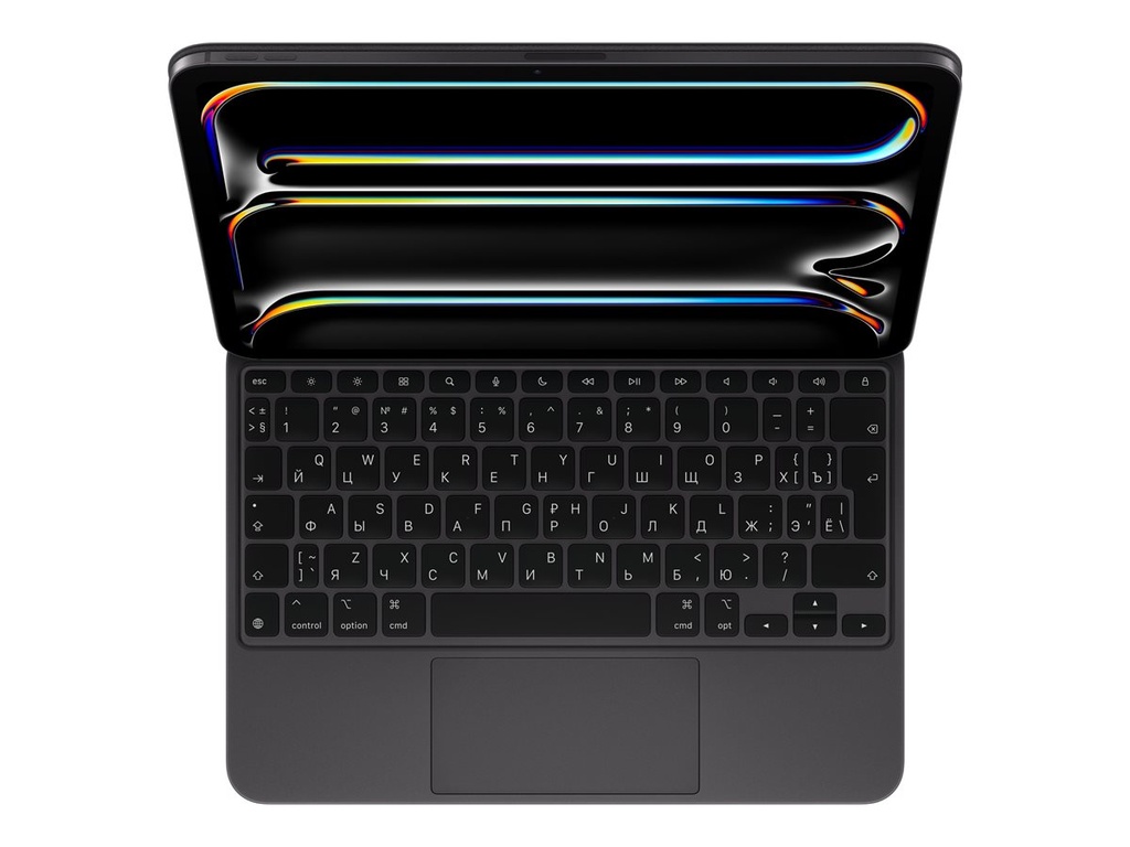 Apple Magic Keyboard - Tastatur und Foliohülle - mit Trackpad - hinterleuchtet - Apple Smart connector - QWERTY - Russisch - Schwarz - für 11-inch iPad Pro (M4, M5)
