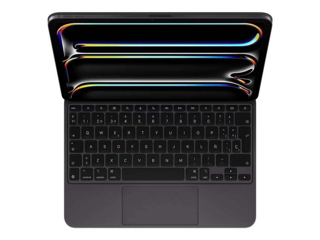 Apple Magic Keyboard - Tastatur und Foliohülle - mit Trackpad - hinterleuchtet - Apple Smart connector - QWERTY - Spanisch - Schwarz - für 11-inch iPad Pro (M4, M5)