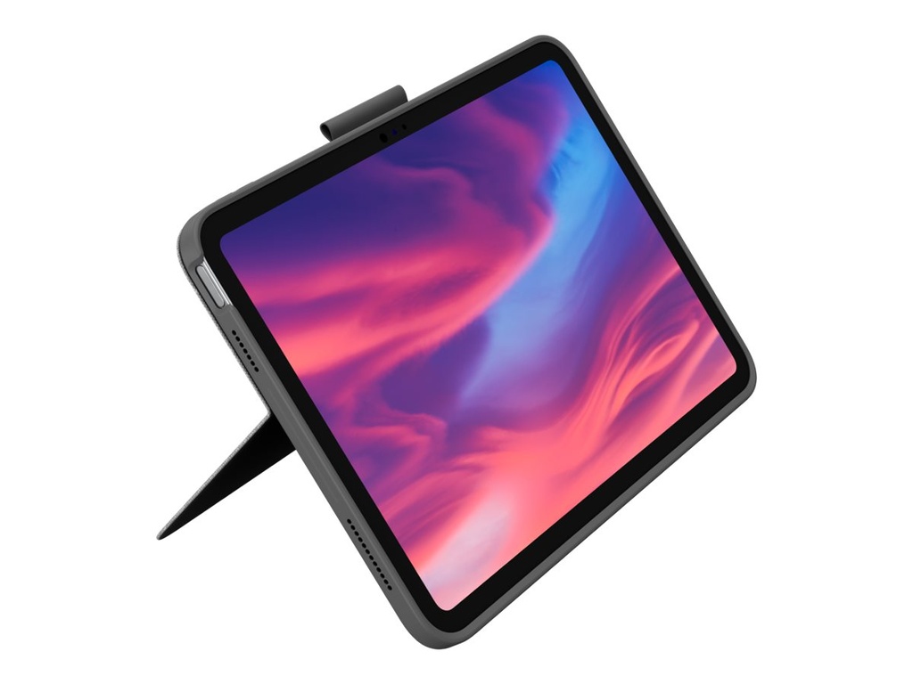 Logitech Combo Touch - Tastatur und Foliohülle - mit Trackpad - hintergrundbeleuchtet - Apple Smart Connector - QWERTZ - Deutsch - Oxford Grau - für Apple 10,9“ iPad (10. Generation)