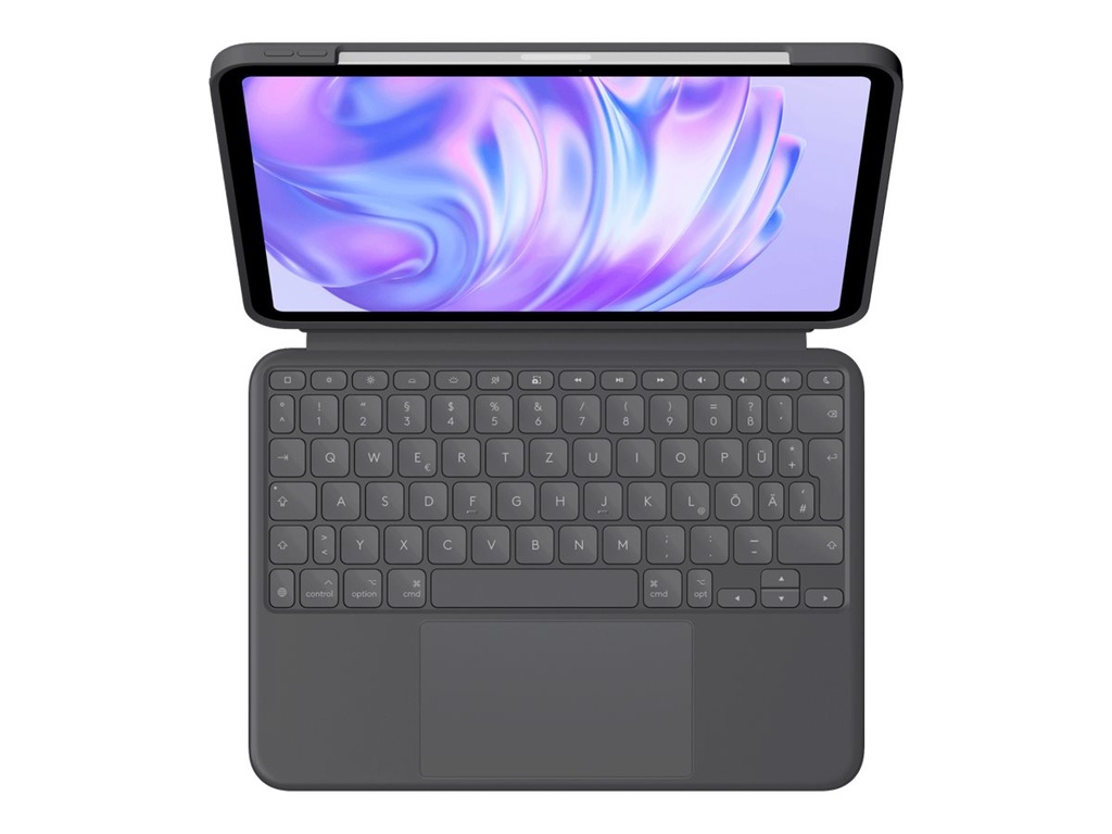 Logitech Combo Touch - Tastatur und Foliohülle - mit Trackpad - hintergrundbeleuchtet - Apple Smart Connector - QWERTZ - Deutsch - Grafit - für Apple 11” iPad Pro (M4)