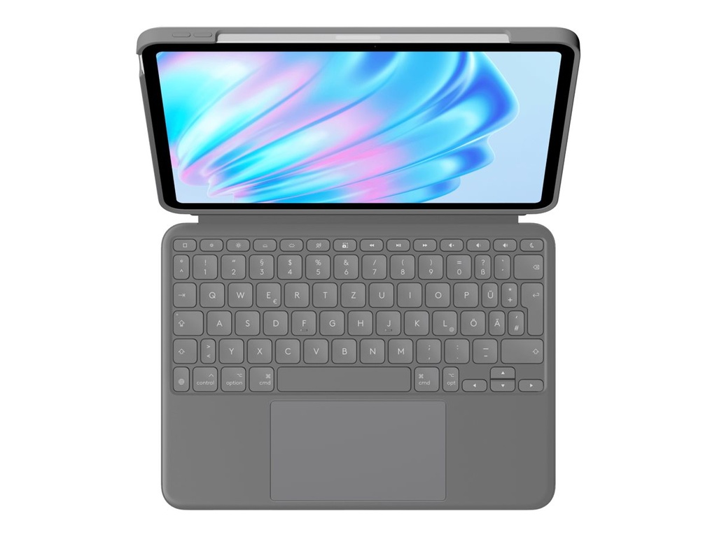 Logitech Combo Touch - Tastatur und Foliohülle - mit Trackpad - hintergrundbeleuchtet - Apple Smart Connector - QWERTZ - Deutsch - Oxford Grau - für Apple 10,9“ iPad Air (5. Generation)
