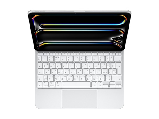 Apple Magic Keyboard - Tastatur und Foliohülle - mit Trackpad - hinterleuchtet - Apple Smart connector - QWERTY - Ukrainisch - weiß - für 11-inch iPad Pro (M4, M5)