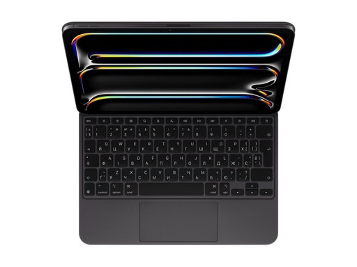 Apple Magic Keyboard - Tastatur und Foliohülle - mit Trackpad - hinterleuchtet - Apple Smart connector - QWERTY - Ukrainisch - Schwarz - für 11-inch iPad Pro (M4, M5)