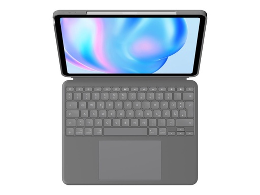 Logitech Combo Touch - Tastatur und Foliohülle - mit Trackpad - hintergrundbeleuchtet - Apple Smart Connector - QWERTZ - Deutsch - Oxford Grau - für Apple 13“ iPad Air (M2, M3)