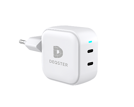 DEQSTER 45W Dual USB-C Charger EU-Plug, 2x USB-C,White